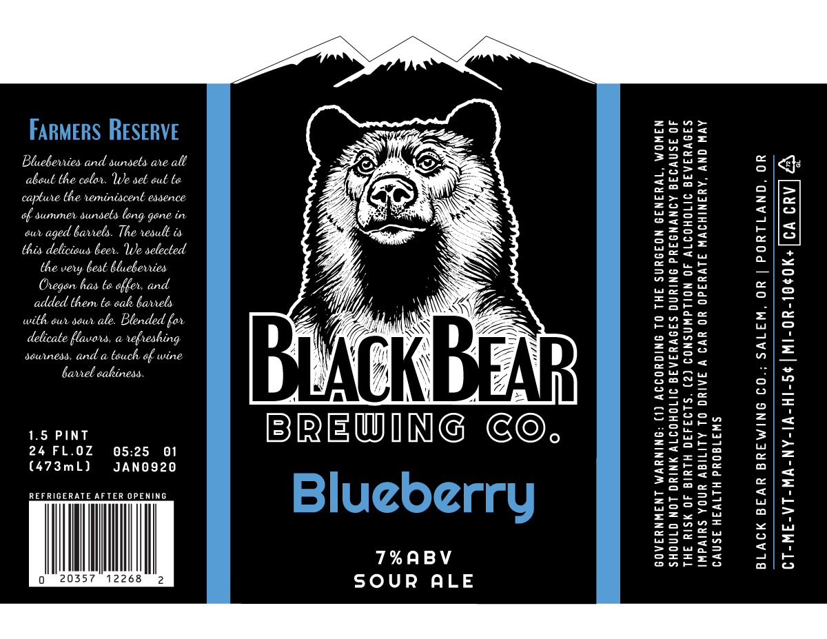 Three varying beer labels